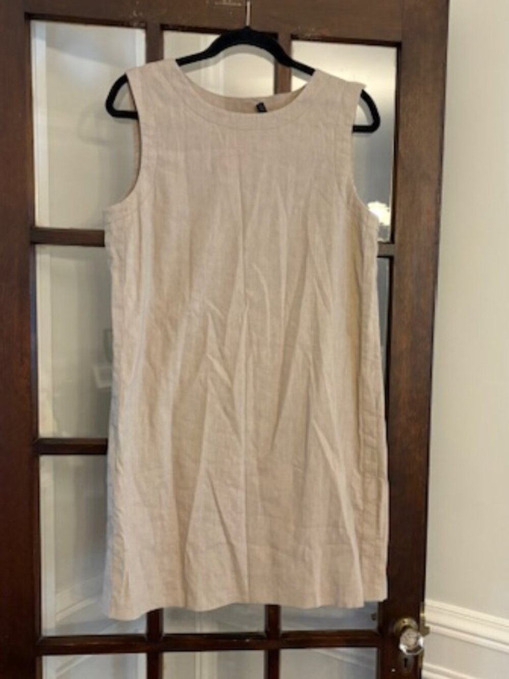 Theory Beige Sleeveless Linen-Blend Shift Dress, Size 10